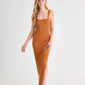 NWT Splendid x Rachelove Ribbed Tank Dress Slit in Warm Clay Orange S & XL $168